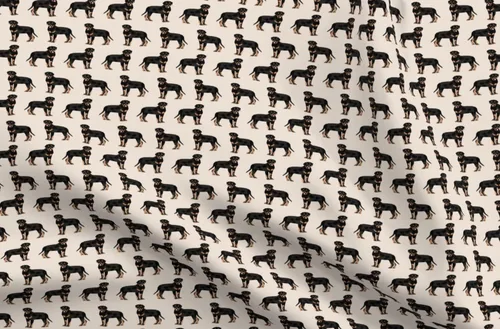 Tela Spoonflower – Rottweiler Perros Arena Rottweilers Mascotas Mascotas Neutral Cachorro Negro Retrato Impreso en Tela de Gasa por The Yard – Coser