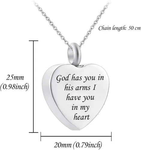 Miniatura 2 de Joyas para cenizas con inscripción God has You in his arms - con alas de ángel - Collar con dije