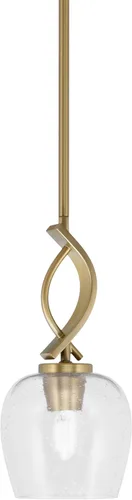 Miniatura 24 de Toltec Lighting Cavella Stem Colgado Mini colgante, acabado grafito, vidrio de muselina blanca de 4 pulgadas