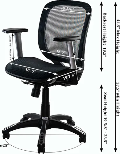Miniatura 3 de Silla de oficina ergonómica, silla de oficina, soporte lumbar, silla de oficina de malla con respaldo medio con reposabrazos ajustables, silla