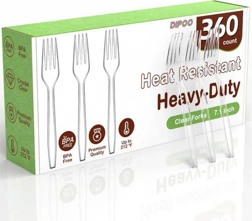 Miniatura 9 de 360 piezas cucharas de plástico transparente de 6.8", resistentes y sin BPA, resistentes al calor, cubiertos de plástico sólidos y duraderos