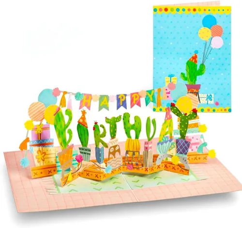 Miniatura 12 de Paper Love Tarjeta desplegable de feliz cumpleaños, para adultos y niños, cubierta de 5 x 7 pulgadas, incluye sobre y etiqueta de notas