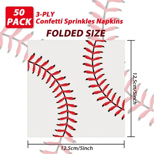 Miniatura 2 de Servilletas de béisbol para decoración de fiesta de cumpleaños, temática deportiva, servilletas de papel desechables para niños, baby shower