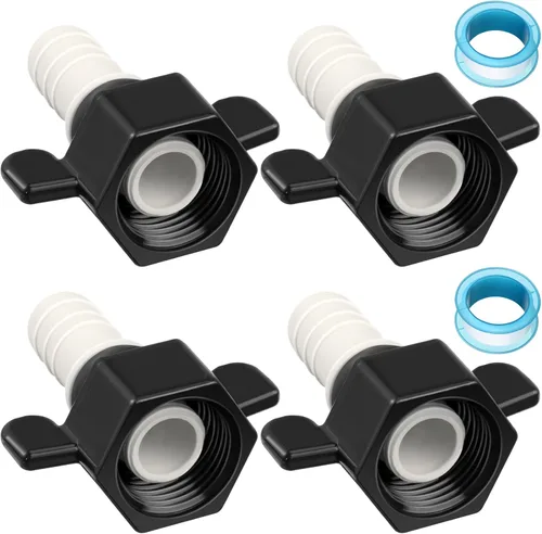 Miniatura 7 de Dreyoo 1/2 Pulgada x 14 NPT Codo de estría y adaptador giratorio recto para bomba de agua de autocaravana con cinta de sello roscado, rosca hembra