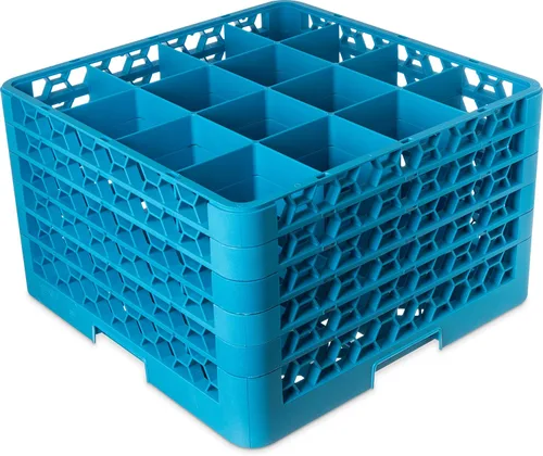 Miniatura 129 de Carlisle FoodService Products RG9-214 OptiClean Estante de vidrio con 9 compartimentos con 2 extensores, 7.12 pulgadas, polipropileno, azul