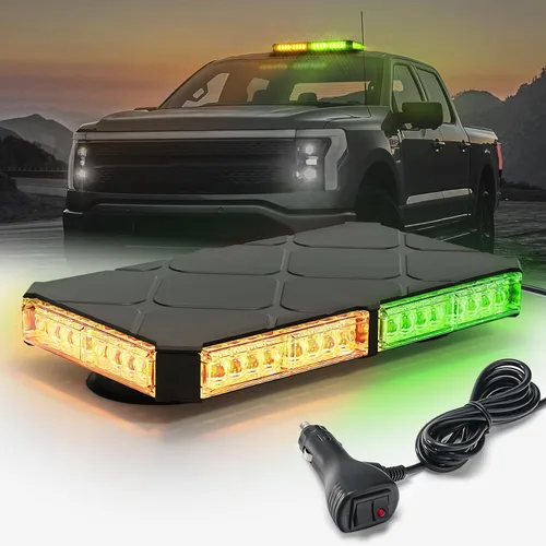 Miniatura 17 de Luces Estroboscópicas Magnéticas Ámbar de Techo para Camiones, Luz de Advertencia de Emergencia y Precaución para Vehículos y Automóviles