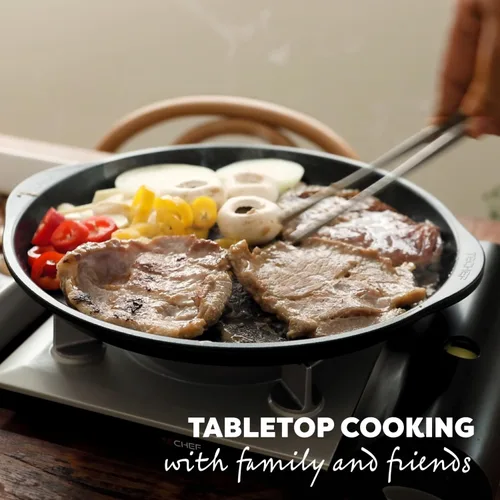 Miniatura 2 de TECHEF - Sartén antiadherente coreana para barbacoa, sartén KBBQ, sin PFOA, apto para horno lavavajillas, fabricado en Corea (negro)