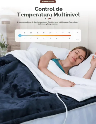 Miniatura 4 de Manta térmica, manta térmica de franela suave, manta eléctrica de calentamiento rápido con 8 niveles de calefacción, 9 horas de apagado automático