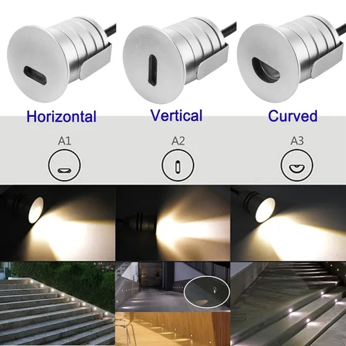 Miniatura 3 de Luces LED para escalones para exteriores e interiores, 1 W, 12 V-24 V CC, impermeable, IP67, aluminio, 3000 K blanco cálido, iluminación