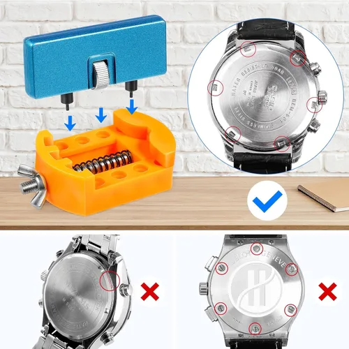 Miniatura 3 de JOREST Kit de repuesto de batería de reloj, llave de reloj, removedor de espalda para girar la cubierta del reloj, juego de abridor de caja de reloj