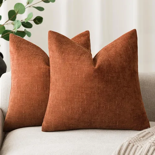 Miniatura 12 de Foindtower - Paquete de 2 fundas de almohada decorativas, cuadradas, cómodas, unicolor, suaves, lumbares, estilo rústico neutro, para sofá, sillón