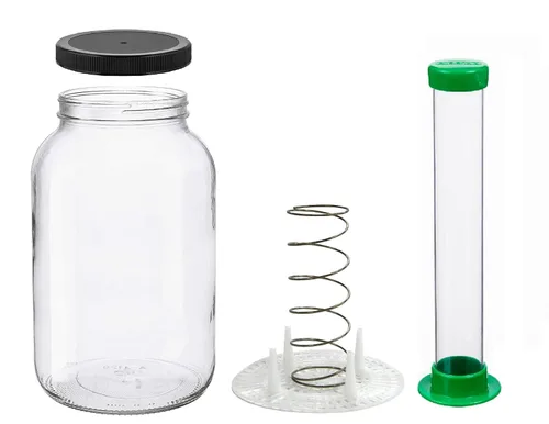 North Mountain Supply Kit de fermentación vegetal: tarro de galón, lijadora de verduras, peso de resorte con prensa y tapa de plástico negro