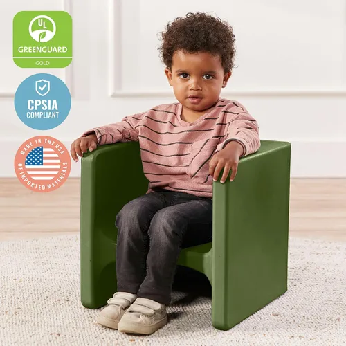 Miniatura 7 de ECR4Kids juego de mesa Tri-Me y silla Cube, muebles multiusos, verde Hunter, 3 piezas Verde cazador