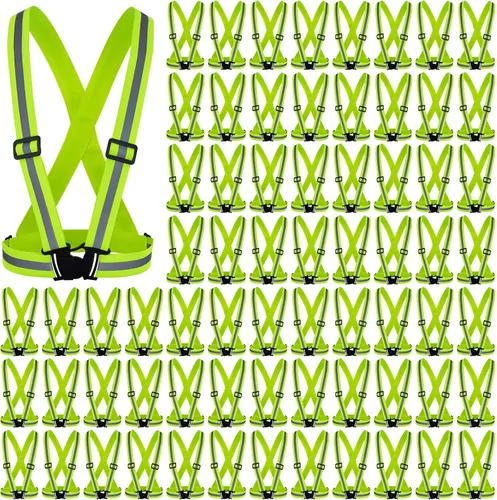 Miniatura 22 de Hercicy 20 chalecos reflectantes de alta visibilidad, correas ajustables para equipo de correr, reflector ligero para construcción (negro)