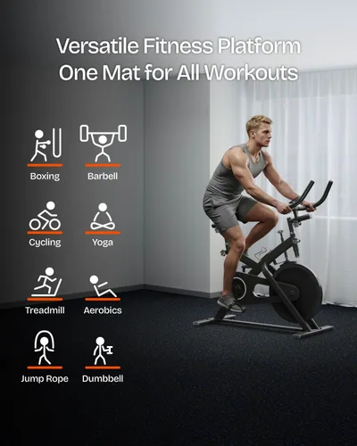 Miniatura 3 de 0.56 Inch Thick 96 Sq Ft Gym Flooring for Home Gym, 24 Tiles Robust Rubber Top with Eva Foam Exercise Equipment Mats, Protective Flooring Puzzle Mat