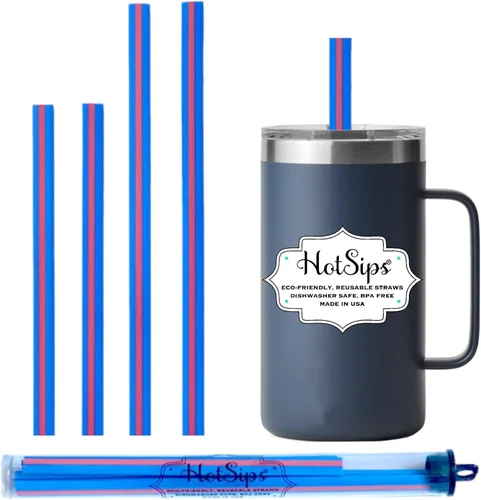 Miniatura 8 de Pajitas reutilizables de forma ergonómica fabricadas en Estados Unidos, vasos y tazas 4 medianas de 8 a 20 onzas para uso en bebidas frías o Aqua