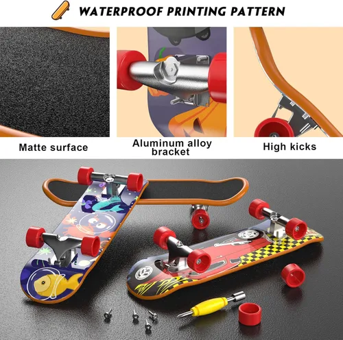 Miniatura 3 de Minipatinetas para Dedos 12PCS Juego Profesional de Tablas para Dedos Creativas Movimiento de Dedos, Kit Inicial de Mini Skateboards Favoritos de 12