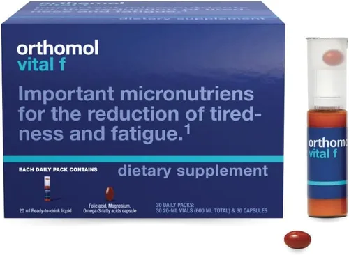 Miniatura 9 de Orthomol Vital F Polvo y Tableta en Sobre, Multivitamínico para Mujeres, Suministro de 30 Días, Vitaminas A, B, C, D, E, K, Calcio, Yodo, Omega-3