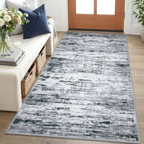 Miniatura 15 de Alfombra de pasillo moderna Lansny 2 x 6 pulgadas, alfombra de cocina lavable verde mostaza multicolor, alfombra antideslizante suave para pasillo