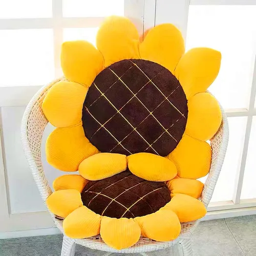 Miniatura 5 de LEVINIS Cojines de silla con forma de girasol amarillo, almohadas decorativas grandes de terciopelo suave, cojín reversible para cama, automóvil