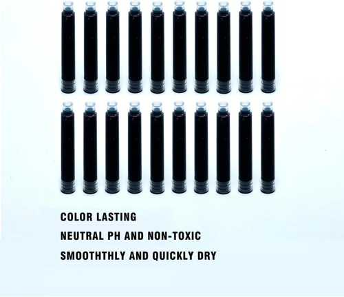 Miniatura 4 de 60 cartuchos de repuesto de tinta para pluma estilográfica, cartucho de tinta estándar internacional, diámetro de 0.102 in, tinta negra