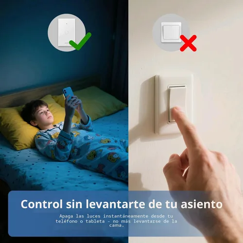 Miniatura 5 de Interruptor de luz de pared táctil inteligente con Matter, panel de vidrio templado, requiere cable neutro, unipolar, Wi-Fi de 2.4 GHz, control por