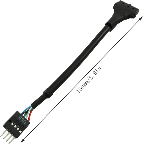 Miniatura 2 de 2 unids USB 3.0 20 pin hembra a USB 2.0 9-pin macho placa madre adaptador convertidor cable