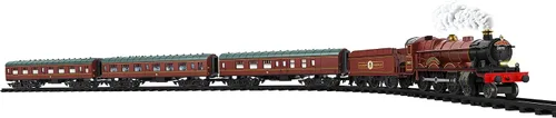 Conjunto de tren de juguete Lionel Hogwarts Express con batería calibre O, con control remoto, locomotora, vagones de tren y pista con sonidos de