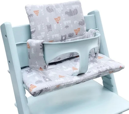 Miniatura 3 de ZARPMA Cojín para silla alta compatible con Stokke Tripp Trapp Chiar, funda de tela de algodón rellena con acolchado de algodón (gotas coloridas)