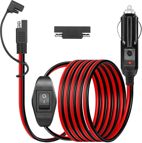 Enchufe de encendedor de cigarrillos SAE a 10 pies/3M con cable de interruptor, enchufe macho a SAE 14 AWG 12 V, adaptador de liberación rápida,