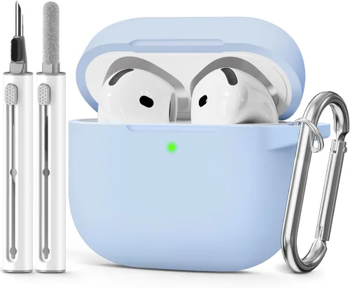 Miniatura 17 de Funda para AirPods 4 2024, viene con kit de limpieza, funda protectora de silicona suave para fundas Apple AirPods de 4ª generación con llavero