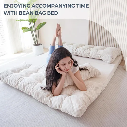 Miniatura 3 de MAXYOYO Sofá cama plegable, puf copetudo con almohadas, sofá de suelo para adultos, sofá de piso extra grueso y largo, sofá cama de piso individual