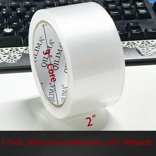 Miniatura 2 de QILIMA 3 rollos de cinta de embalaje transparente y 3 dispensadores, 2 pulgadas x 60 yardas x 2 mil Cinta transparente resistente y fuerte