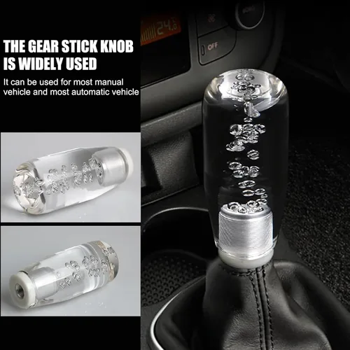 Miniatura 3 de 1 unidad de pomo de cambio LED para coche con burbuja, pomo de cambio de vehículo de cristal liso impermeable, reemplazo universal de pomo de cambio