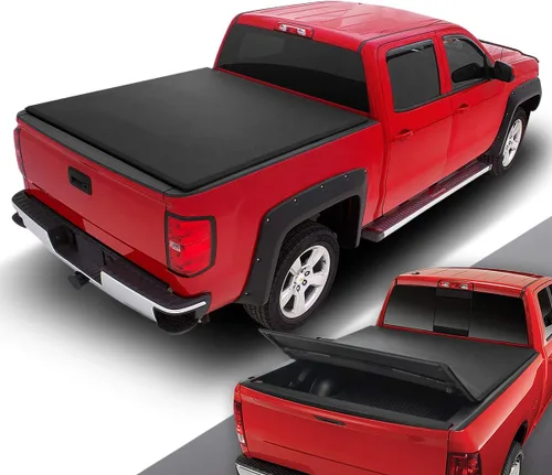 Miniatura 23 de DNA MOTORING Nueva actualización de cubierta para caja de camioneta rígida, de tres pliegues, compatible con plataforma de 6.5 pies, de modelos