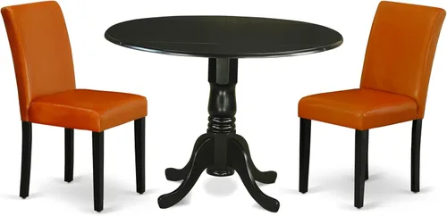 Miniatura 18 de East West Furniture DLAB5-BLK-61 - Juego de mesa de cocina de 5 piezas para 4 personas, incluye una mesa de comedor redonda con gotas y 4 sillas