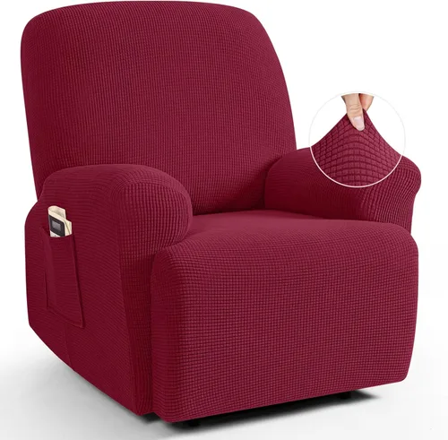 Miniatura 28 de TAOCOCO Funda reclinable de 4 piezas, funda elástica para sofá reclinable de 4 piezas, funda reclinable con 1 asiento, protector suave, fundas