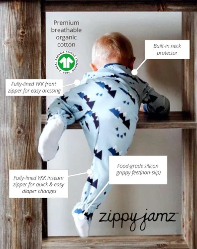 Miniatura 22 de ZippyJamz - Pijama orgánica para bebé con pies y cremallera para cambiar pañales fácil y rápido
