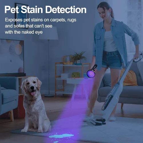 Miniatura 2 de Vansky Linternas UV con luz negra, ultra brillantes, 100 LED, 395 nm, ultravioleta, detector de luz negra para orina de perro, gato y mascotas