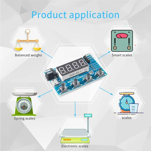 Miniatura 4 de HX711 Módulo de célula de carga digital, sensor de peso módulo A/D con pantalla Báscula de pesaje de 24 bits Smart Arduino Célula de carga Pantalla