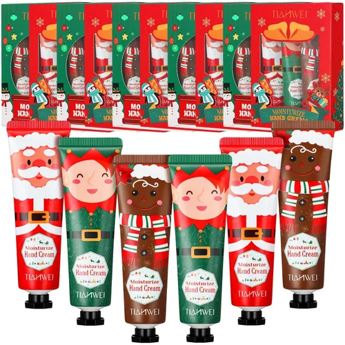 30 unidades de crema de manos de Navidad a granel con cajas de regalo, lociones de manos hidratantes de tamaño de viaje para rellenos de calcetines
