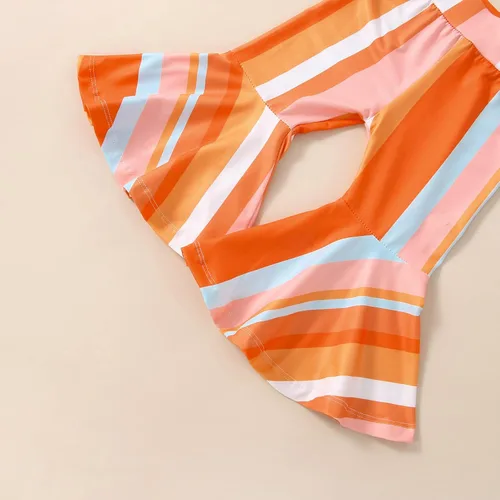 Miniatura 5 de Kupretty Conjunto de ropa de verano para bebé niña, pantalones acampanados para niños pequeños, conjunto de pantalones acampanados con estampado
