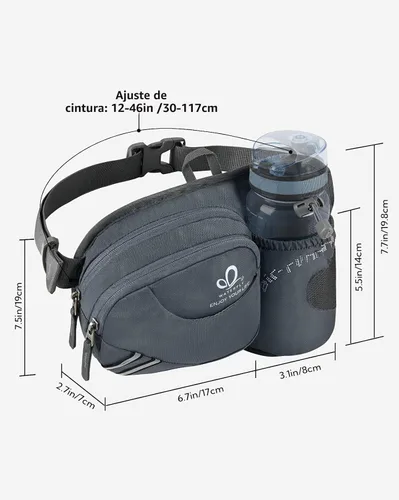 Miniatura 2 de Waterfly - Cangurera de senderismo con soporte para botella de agua para hombres y mujeres, para correr y pasear al perro, para iPhone 8 Plus, Gris