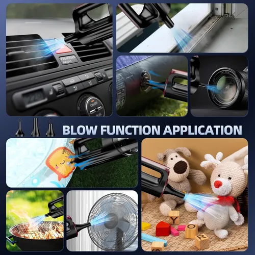 Miniatura 4 de MONOZEL Aspiradora de mano, 18000 Pa 2 en 1, aspiradora inalámbrica para automóvil y plumero de aire, motor de 130 W con batería de 7800 mAh, luz