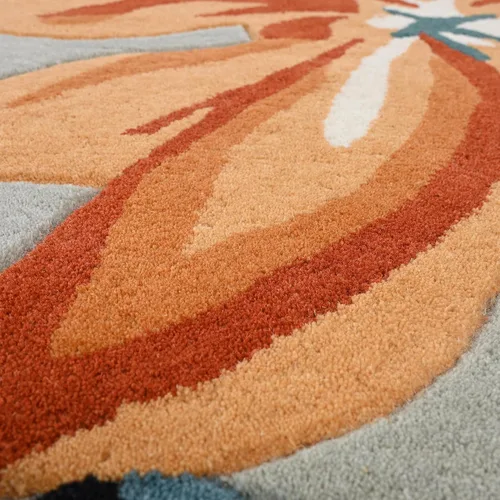 Miniatura 9 de Restoration and Renovation Alfombra de lana floral copetuda a mano Diseño moderno de flores coloridas, alfombra gruesa y suave para sala de estar