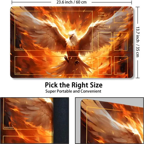 Miniatura 3 de Tapete de juego para MTG con bolsas de almacenamiento gratis, tapete de juego de 24 x 14 pulgadas TCG y alfombrillas de juego de mesa para cartas