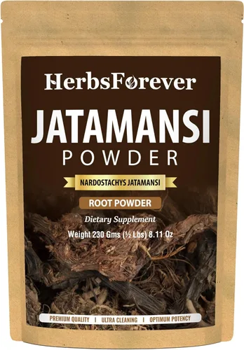 HerbsForever Jatamansi Powder - Nardostachys Jatamansi - Hierba para aliviar el estrés - Actúa como un tónico cerebral - Ayuda a mejorar la memoria