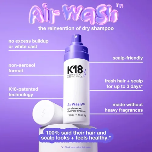 Miniatura 2 de K18 AirWash™ Dry Shampoo, Non-Aerosol, Balances Scalp & Controls Excess Oil Production