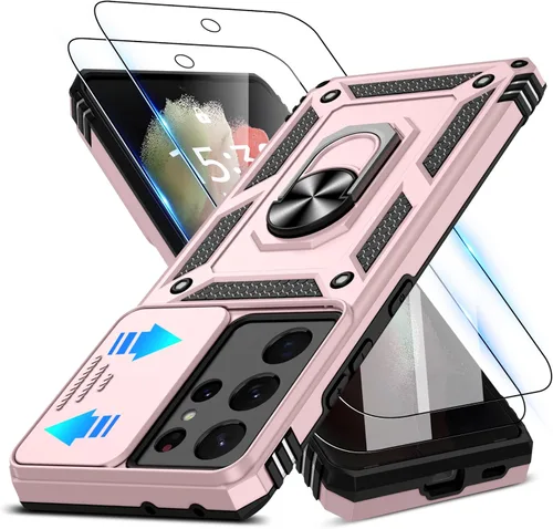 Miniatura 133 de ATUMP Funda para OnePlus Nord N200 5G con protector de pantalla HD con cubierta para cámara deslizante, soporte de anillo de rotación de 360°