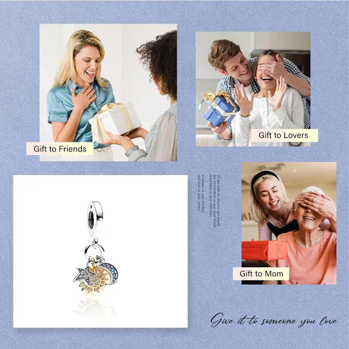 Miniatura 6 de RMMY Dije de plata de ley 925 de Mickey 100 para pulsera, collar, colgante de sirena viajando por el universo para mujeres y niñas, regalos